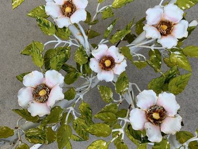 Vint Italian Tole Floral Table Hollywood Regency