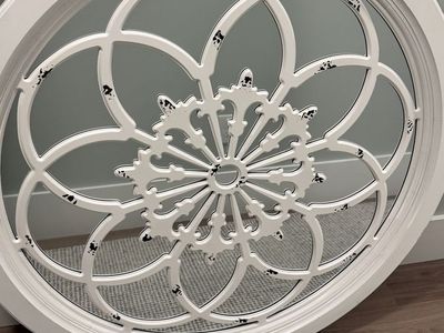 Large 45” round wood framed mirror