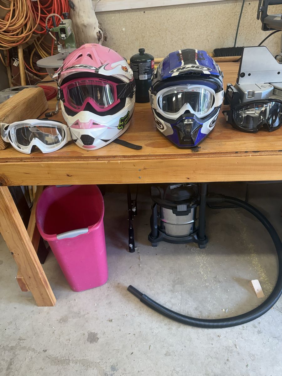 HJC & CLX Motocross Off-Road Helmets with Riding Goggles Lot