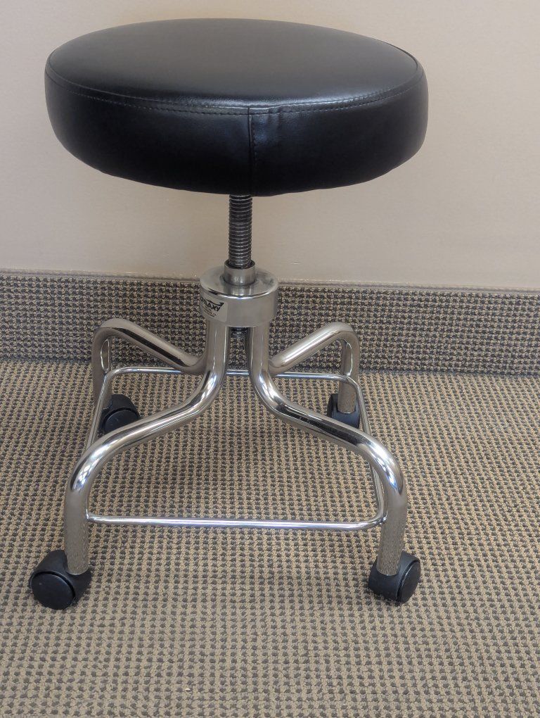 Black Rolling Adjustable Stool - Hydraulic Lift Chair on Wheels