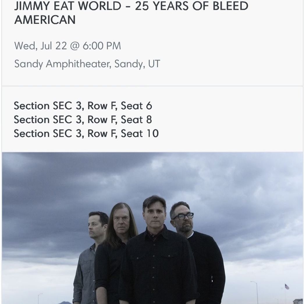 3 Jimmy Eat World tickets - Wednesday,  July 22nd