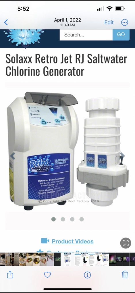 Solaxx Retro Jet RJ Saltwater Chlorine Generator