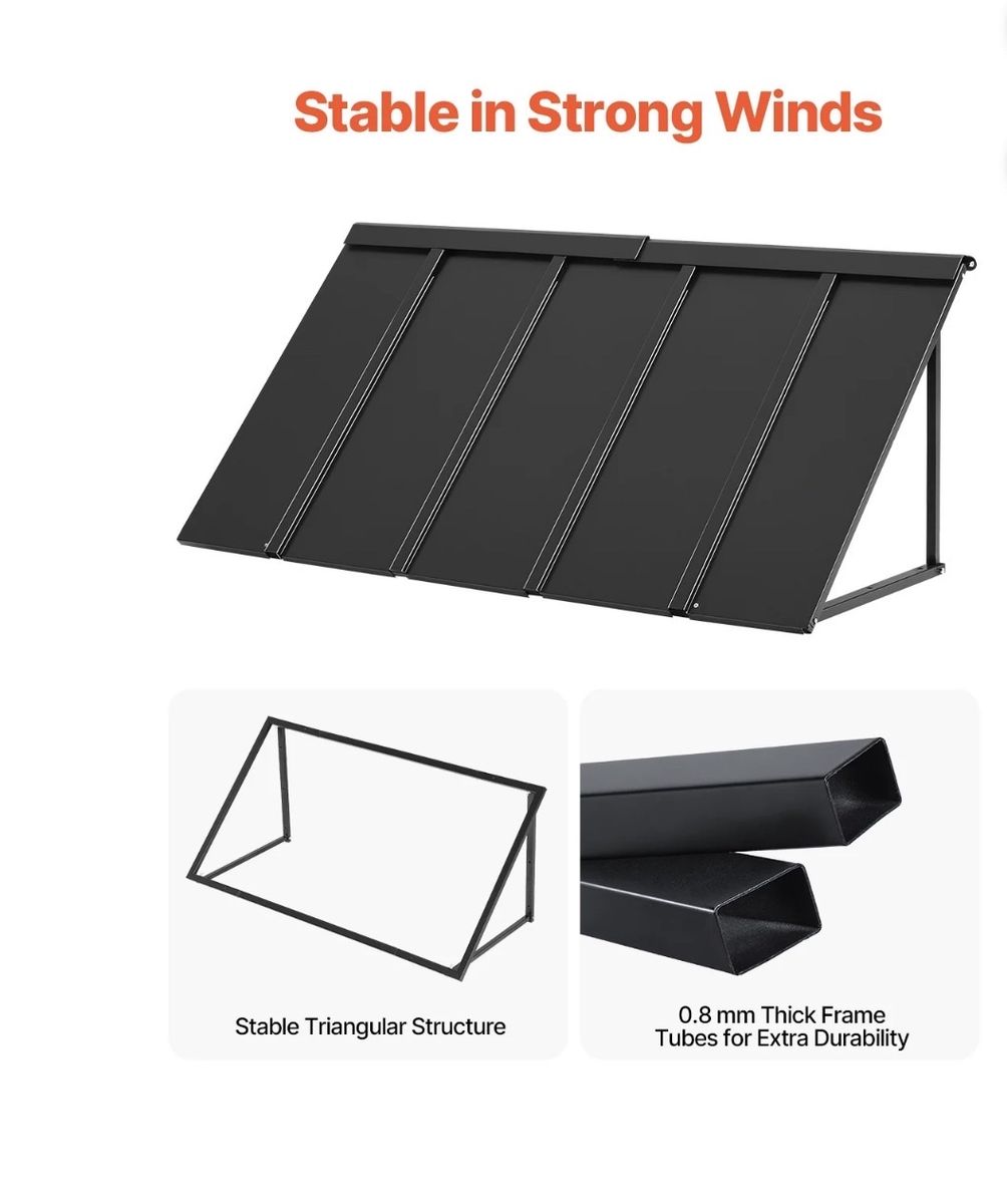 Stable Black Door/Window Awning with 0.8mm Thick Frame - Strong Wind Resistant
