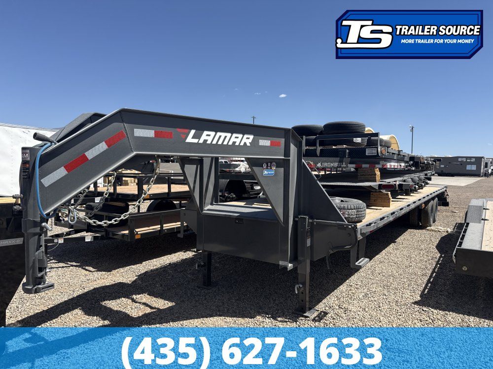 8.5x36 Lamar FD Gooseneck Equipment Trailer - 25.9K GVWR - 12k Axles, Max Ramps