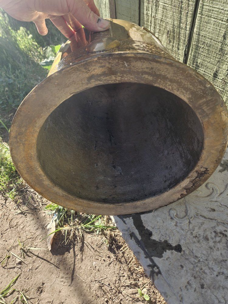 Large Antique Brass Temple Bell with Ornate Crowned Top - Decorative Buddhist Gong