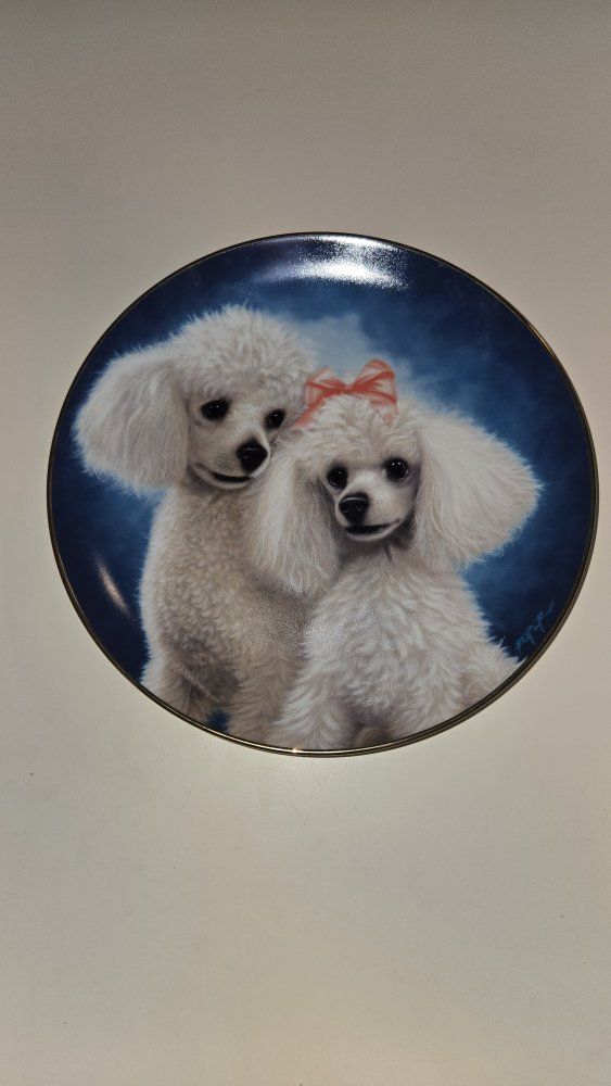 Bradford Exchange Poodle Parade Collector Plate "Poodle Duo" by Jurgen Scholz - Dog Art Plate