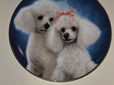 Bradford Exchange Poodle Parade Collector Plate "Poodle Duo" by Jurgen Scholz - Dog Art Plate