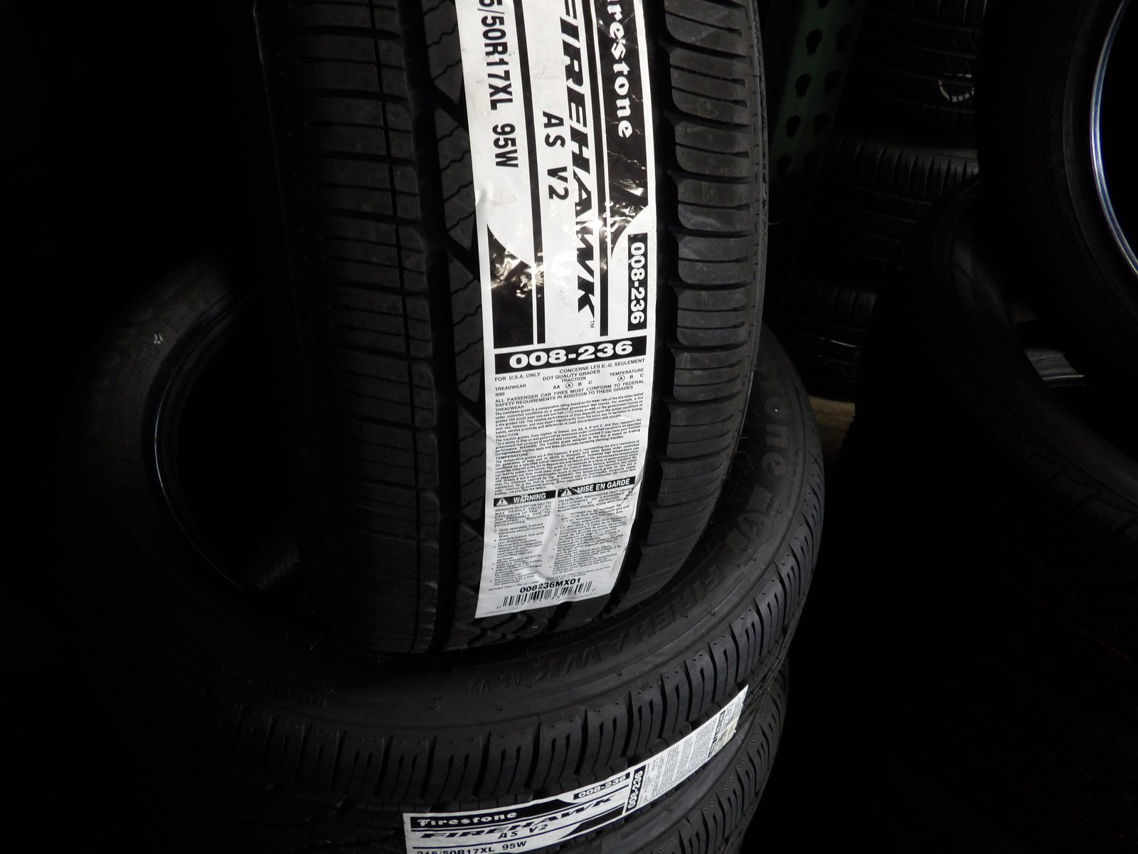 215/50R17 FIRESTONE FIRHAWK V2 A/S SET OF USED TIRES