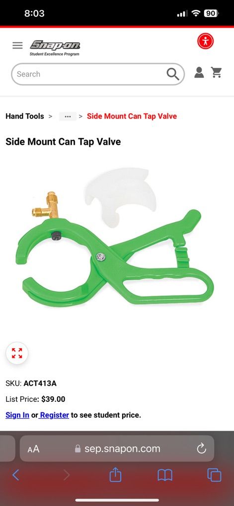 NEW Snap On SiDe Mount Can Tap Valve