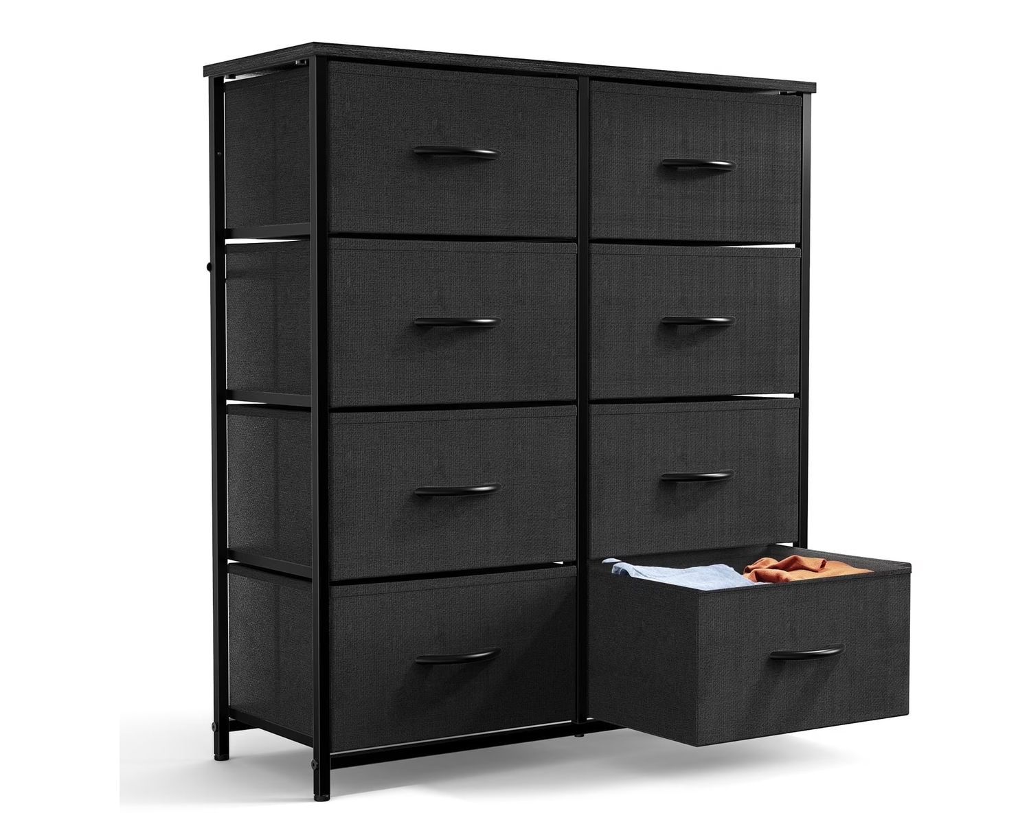 8 Drawer Fabric Dresser, Chest of Drawer Organizer Storage Cabinet Black