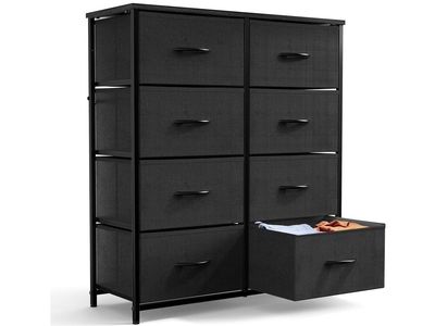 8 Drawer Fabric Dresser, Chest of Drawer Organizer Storage Cabinet Black