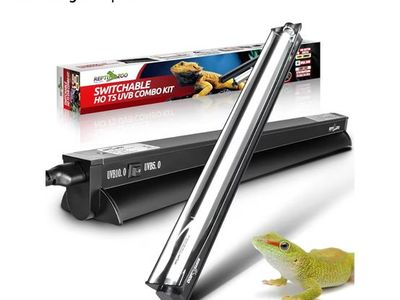 REPTI ZOO Switchable T5 UVB Light Combo Kit 24W for Tropical & Desert Reptiles 22.6"
