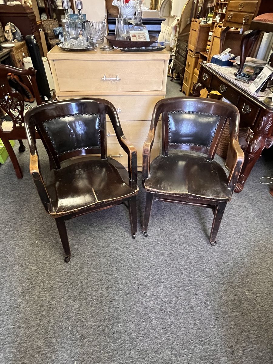Banker Office Desk Antique Wood Chair 2