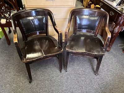 Banker Office Desk Antique Wood Chair 2