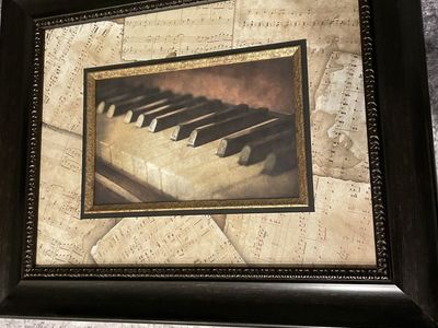 Framed Piano Keys and Vintage Sheet Music Wall Art Decor