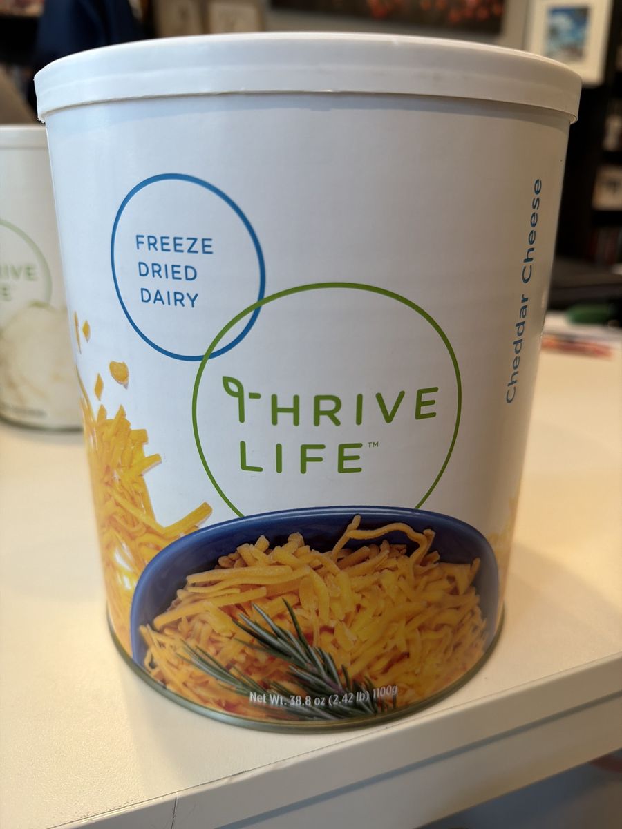 Freeze dried cheddar cheese, food storage