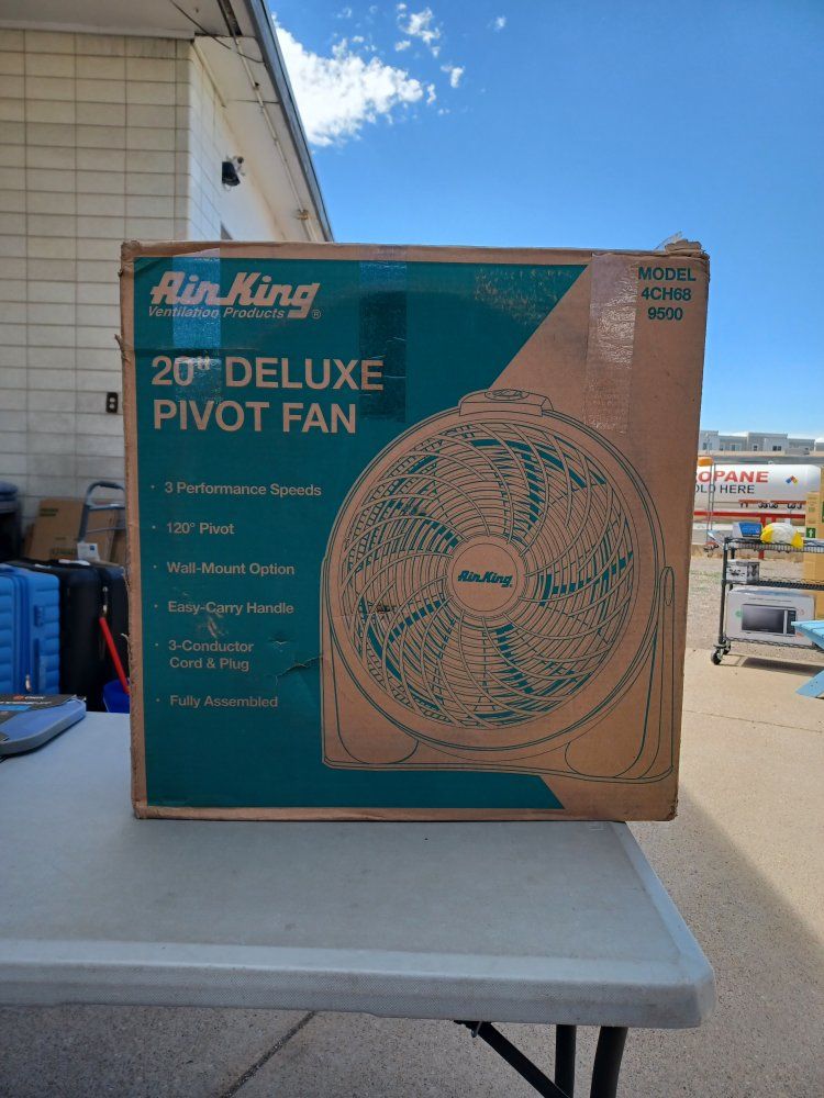 Air King 4CH68 20" Deluxe Pivot Fan - 3 Speeds, Wall-Mount, Easy-Carry Handle