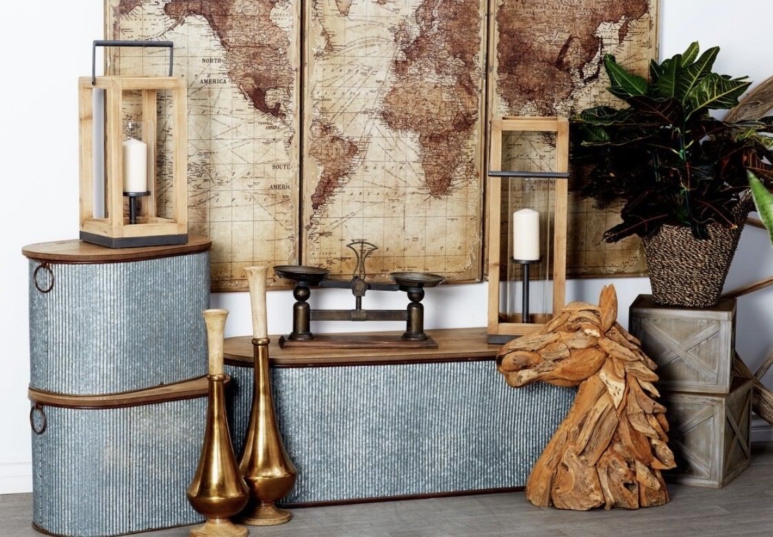 Silver Metal Storage Bench With Brown Wood Top