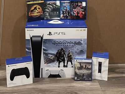 PS5 Disc Edition Bundle - Extra Controller, Charging Dock, Game & Movies
