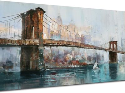 New York Brooklyn Bridge Canvas Wall Art 48"x24"