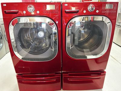 Lg True Steam Electric Front Load Set With Pedestals