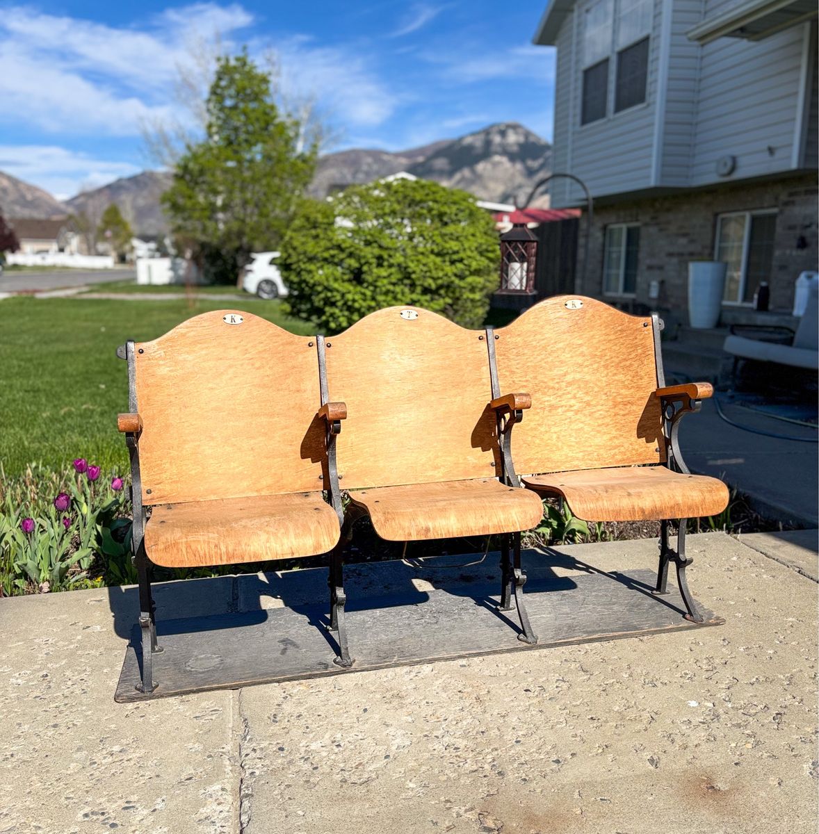 Vintage Wood Theater Chairs