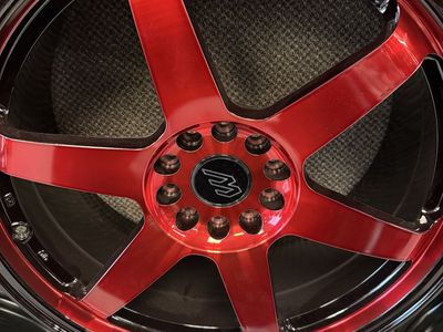 MACH performance MP-60 18x8 Gloss Black / Red Face Wheels - Set of 4, 5x112/114.3 lug pattern offset +35mm, CB 72.56mm