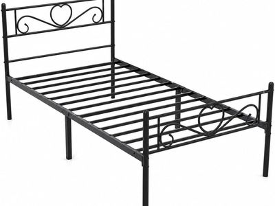 14 Inch Twin Metal Bed Frame with Headboard and Footboard