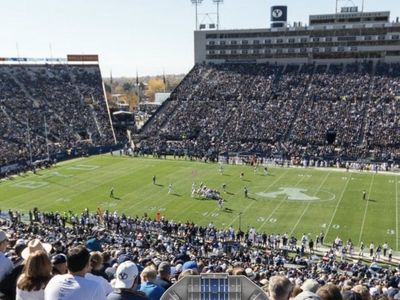 BYU Notre Dame Football 2 aisle tickets backrest east side 40 yard line 10/17/26