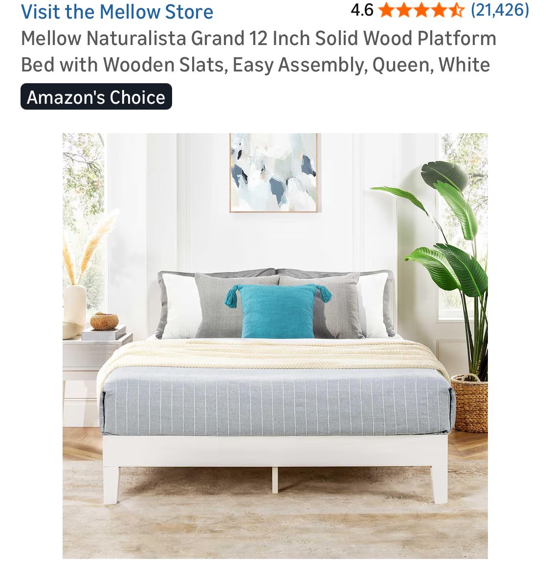 Queen Grand 12 Inch Solid Wood Platform Bed Frame