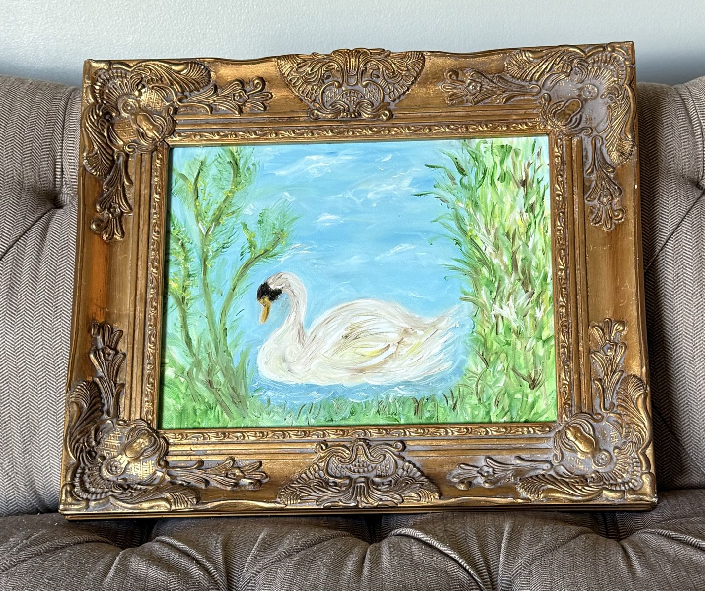Original painting Swan on the lake