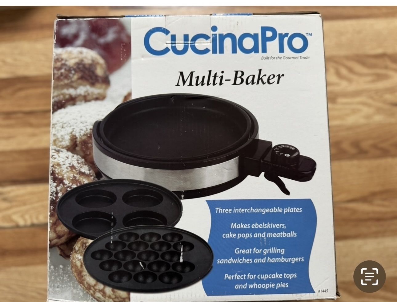 CucinaPro Multi-Baker with 3 Interchangeable Plates for Ebelskivers, Cake Pops, Grilling