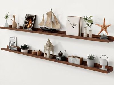 Axeman Oak Picture Ledge Shelf, 72 Inch Floating Shelves Set of 2, Solid Oak Wood Wall Shelves with Lip, Wall Decor Storage