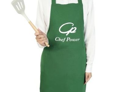 Chef Power Green Kitchen Apron Adjustable Neck Strap Front Pockets