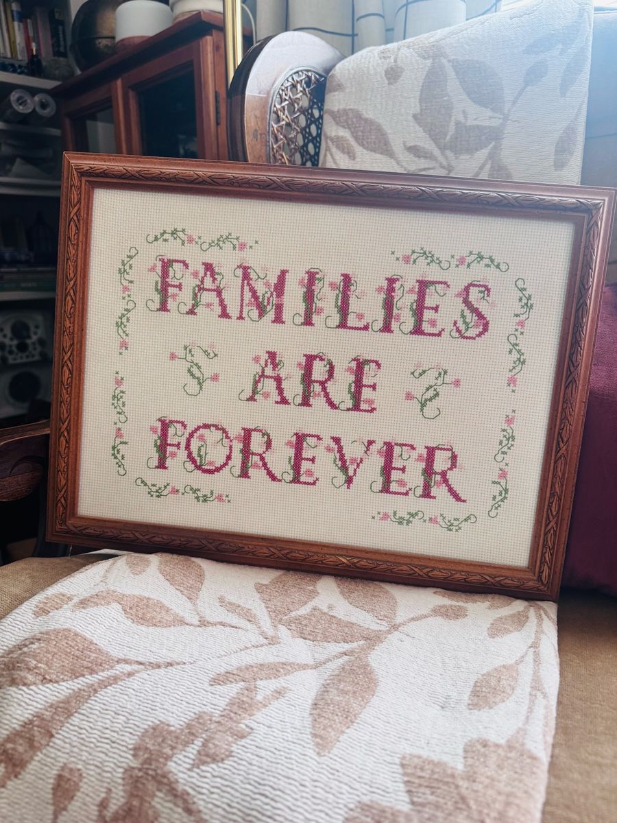 Vintage Needlepoint Wall Art Families Are Forever 16”x12”