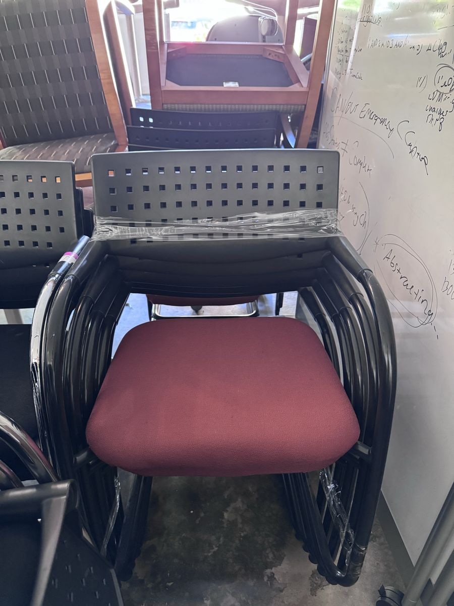 Stackable Office/Guest Chairs - Burnt Orange Fabric Seat, Black Frame, Space-Saving Design
