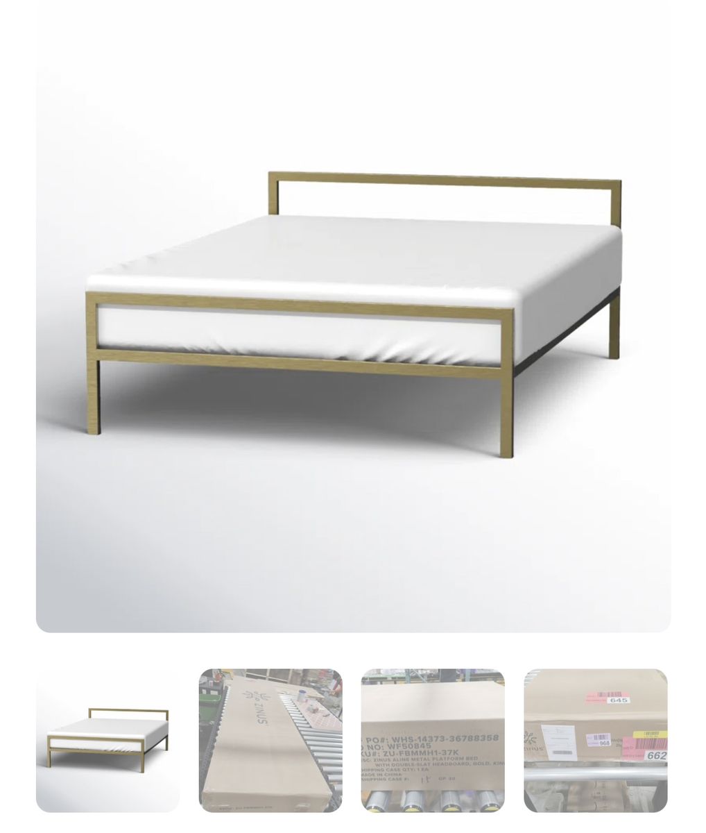 ZINUS Aston Queen Metal Platform Bed Frame - Gold