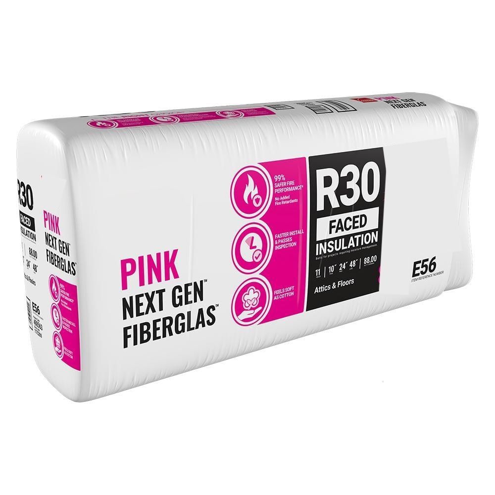 SAVE 40% - NEW R30 Faced Fiberglass Insulation - 24"x48"x10" - 11 Batts/Bag - 88.00 SF - Factory Seconds