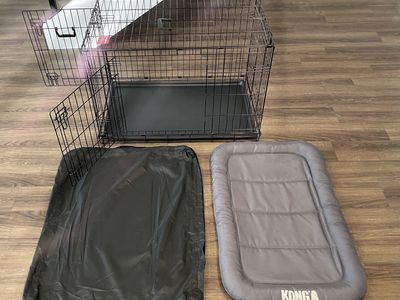 Dog Crate / Kennel w/ Removable Tray + Kong Durable Mat + Waterproof Mat Cover (save $85)
