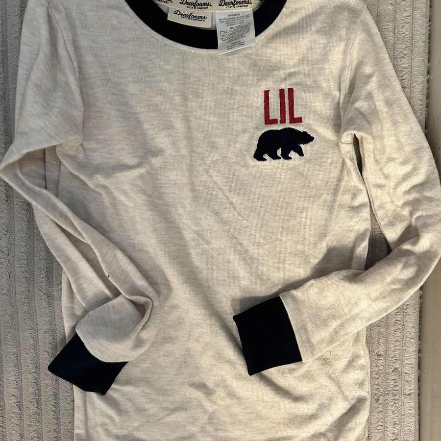 Dearfoams Kids 'Lil Bear' Long Sleeve Pajama Top, Size 5T, Polyester/Spandex Blend