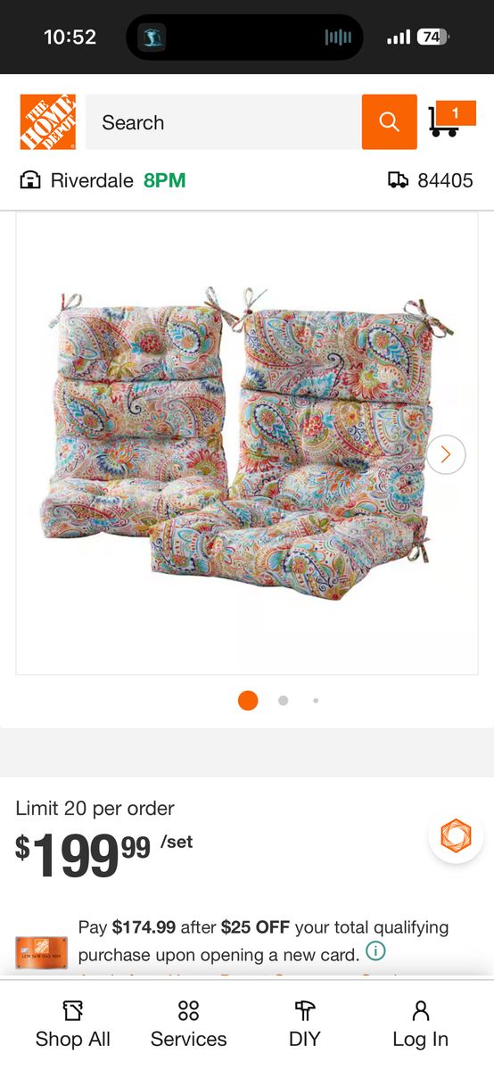 Outdoor High Back Chair Cushion