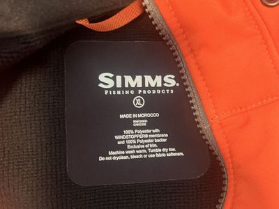 Simms Fishing Products Windstopper Hoody Jacket Fury Orange Size XL NWT