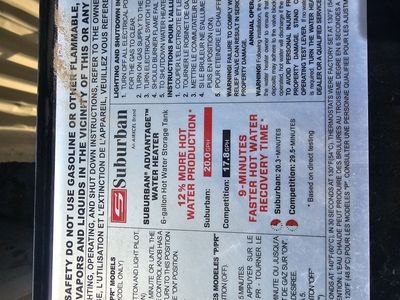 RV Suburban Water Heater