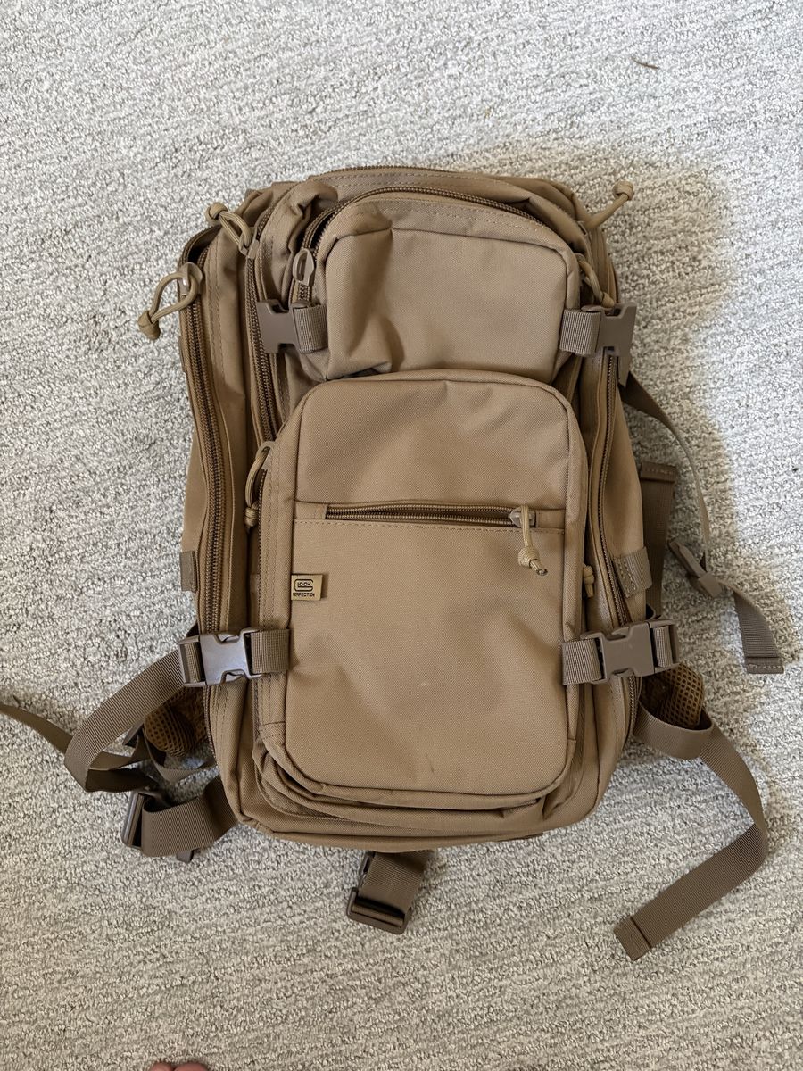Glock Perfection Tactical Backpack Tan/Coyote Brown w/ Multiple Compartments