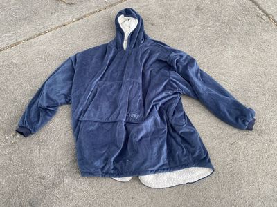 The Comfy Wearable Blanket Hoodie Blue Oversized Sherpa Lined
