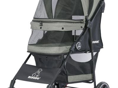 4 Wheel Foldable Compact Portable Pet Stroller for up to 30lbs Medium Small Dogs Cats(sage Green)