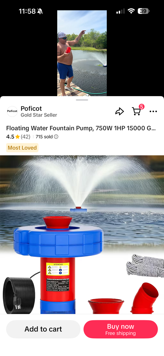 Floating pond pump