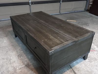 Lift Top Coffee Table with Storage - Modern Farmhouse Style, Gray Wood Finish