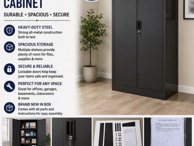 American Office Heavy-Duty Metal Storage Cabinet - Lockable, Spacious, New in Box