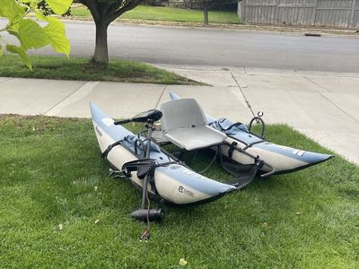 Classic Accessories Roanoke Inflatable Pontoon Fishing Boat with Trolling Motor